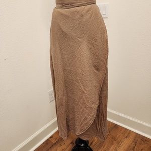 Brown Linen Wrap Skirt